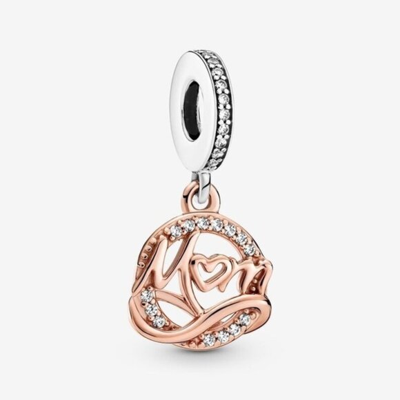 Rose Gold and Silver Mom Charm - Picture 1 of 5